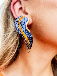 Navy and Orange Angel Wing Earrings product