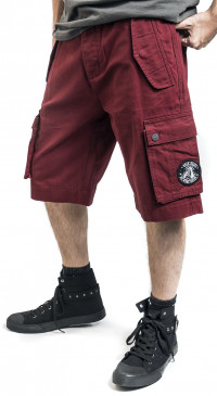 "Military shorts with patches" Burgundy shorts by Rock Rebel by EMP product
