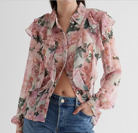 Relaxed Floral Ruffle Front Portofino Shirt product