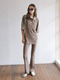 POLO KNIT TOP+PANTS_BROWN product