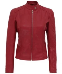Andria Women’s Red Quilted Leather Jacket product