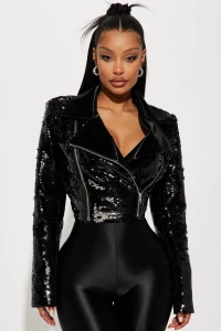 Out For The Night Sequin Jacket - Black product