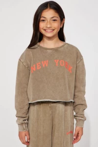 Mini New York Cropped Sweatshirt - Taupe/combo product