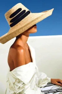Raffia Straw Curved Brim Sun Hat With Chin Tie product