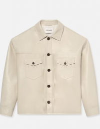 Leather Trucker Jacket in White Canvas product
