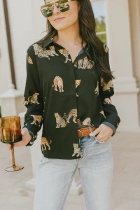THML: WILD ALLURE BUTTON DOWN TOP, BLACK product