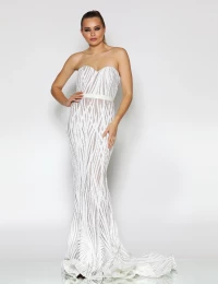 ALLEGRA STRAPLESS SEQUIN GOWN BY JADORE - IVORY/NUDE product