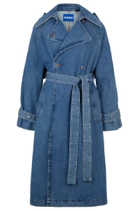 TRENCH COAT IN BLUE DENIM WITH BRANDED TRIMS product