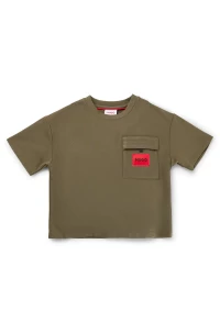 KIDS' T-SHIRT IN STRETCH JERSEY WITH RED LOGO LABEL product
