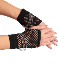 Bound Together Fingerless Fishnet Gloves with Chains product