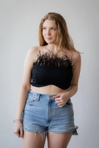 IVORY CLOSET Feather Crop Top product