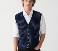 Cashmere-blend cardigan sweater-vest in pinstripe product