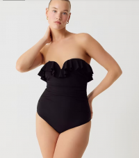 Matte ruched one-piece swimsuit with ruffles product