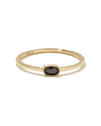 Marisa 14k Yellow Gold Oval Solitaire Band Ring in Black Diamond product