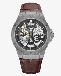Kenneth Cole New York Automatic Gunmetal Watch with Brown Leather Strap product