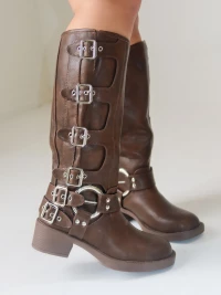 LIZBETH BUCKLE BOOTS (BROWN) product