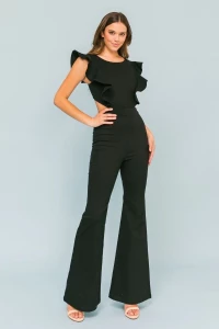 FLARED STRETCH JUMPSUIT: BLACK product