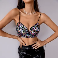 Wrapped Chest Backless Vest Sequined V-Neck Sexy Top product
