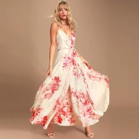 Fashionable Sundress New Floral Strap Dress Lace-Up Split Bridesmaid Dress product