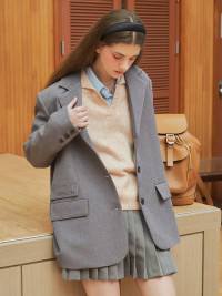 Elin Double Pocket Blazer ( brown charcoal ) product