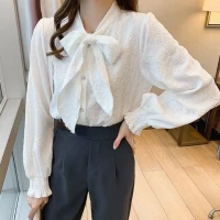 Longsleeved Structured Blouse With Bow product