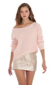 Tophee Off Shoulder Jumper in Pastel Pink SKY TO MOON product