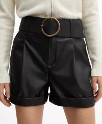 MANGO Women's Leather Effect Belt Shorts product