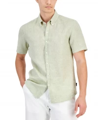 MICHAEL KORS Men's Slim-Fit Linen Short-Sleeve Shirt product