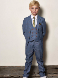 GEORGE- CHILDREN'S LIGHT BLUE CHECK THREE PIECE SUIT product