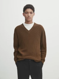 TEXTURED V-NECK KNIT SWEATER product