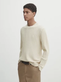 RIBBED COTTON BLEND KNIT SWEATER product