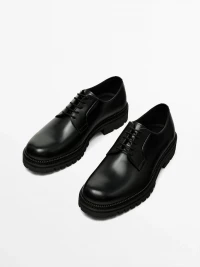 BLACK LEATHER TRACK SOLE SHOES product