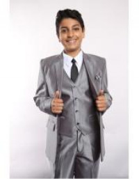 Silver Suit Vested W/Shirt, Tie & Hanky Boy 3 ~ Three Piece Toddler Suits For Weddings product
