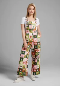 Playful Prairie Patchwork Wide-Leg Overalls product