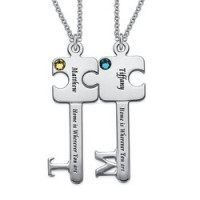 Personalized Puzzle Key Necklace Set in Sterling Silver product