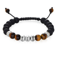 Lava Stones & Brown Tiger Eye Stones-Custom Beaded Men's Bracelet product