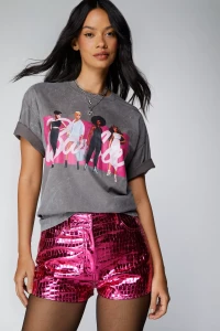 Oversized Charcoal Washed Barbie Graphic T-Shirt product