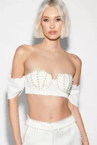 Premium Pearl Embellished Shell Bralette product