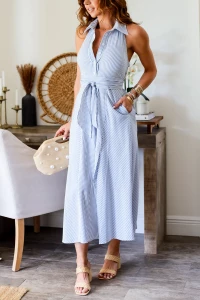 Heather Halter Dress- Blue Striped product