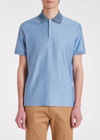 Light Blue Cotton Jacquard Polo Shirt product