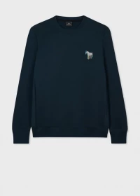 Navy '3D Zebra' Logo Cotton Sweatshirt product