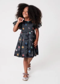 2-13 Years Navy Occasion 'Artist Stripe' Polka Dot Dress product