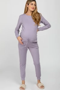 Lavender Soft Knit Jogger Maternity Lounge Set product