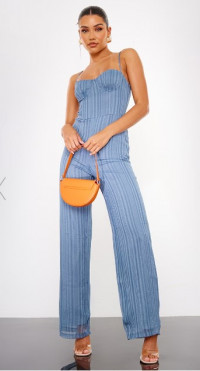 BLUE STRIPED UNDERWIRED WIDE LEG JUMPSUIT product