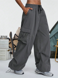 Street Life Men's Solid Color Loose Fit Drawstring Waist Cargo Pants product