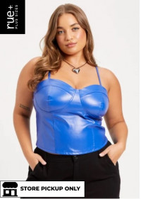 Plus Blue Faux Leather Cropped Corset Top product