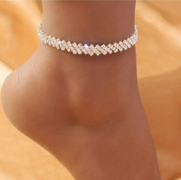 New Arrival Rhombus Design Diamond Anklet, Minimalist Cross Shaped Decoration, Fashionable And Personalized European And American Style Accessory product
