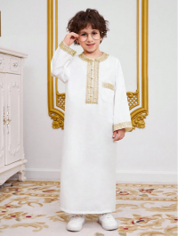 SHEIN Kids EVRYDAY Young Boy Patchwork Woven Tape Long Robe product