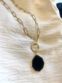 Black Stone Chain Link Necklace product