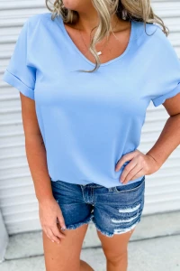 Working 9 to 5 V Neck Top- More Colors product